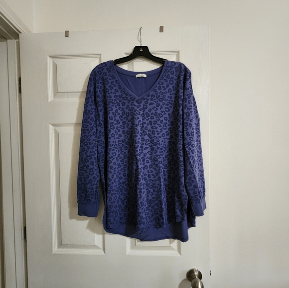 Z Supply Long Sleeve Blue Leopard Print Top size M Like New!!! - Picture 1 of 3